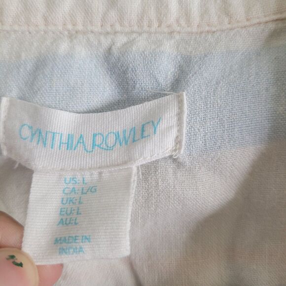 Cynthia Rowley large button front women orange polo linen hi-low pocket linen - Picture 6 of 7